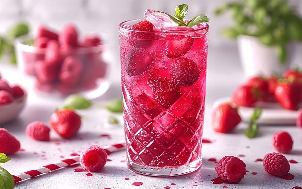 Punch cocktail recipe with gin, raspberries and rhubarb